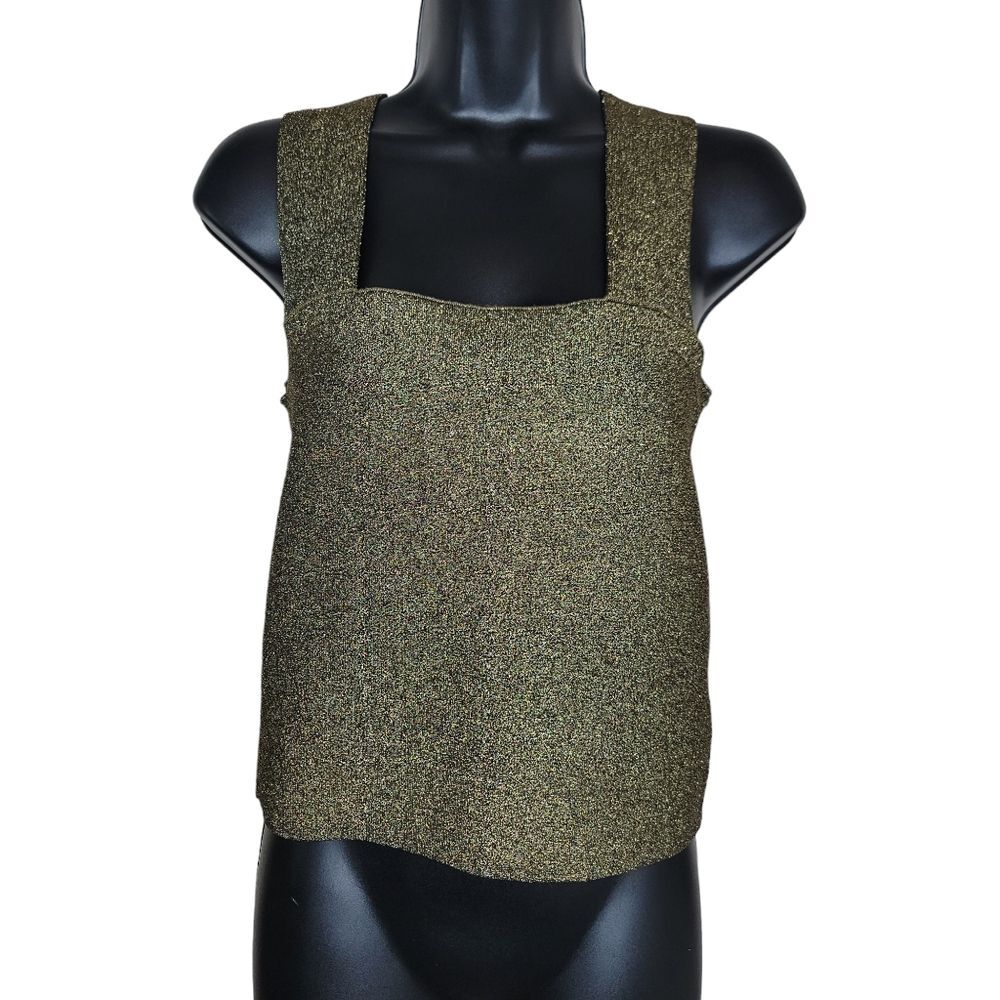 Gianni Bini Metallic Stretch Crop Top Size Medium